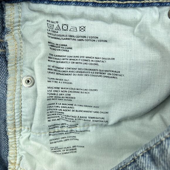 BDG Shorts Womens‎ 28 Blue Camo High Rise Dree Cheeky Frayed Cutoff Denim Jeans - Picture 7 of 13